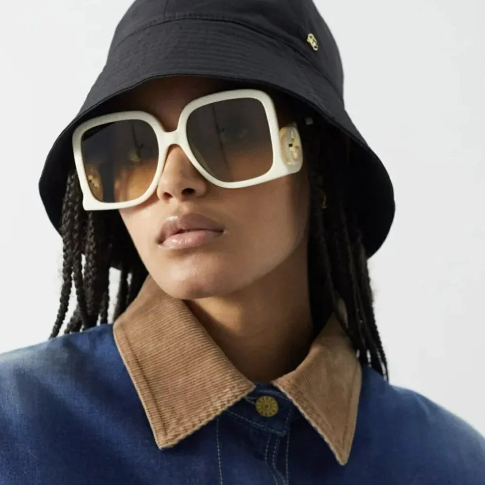 NEW Gucci GG1326S 009 Ivory Grey Mirror Oversized Square Women Sunglasses
